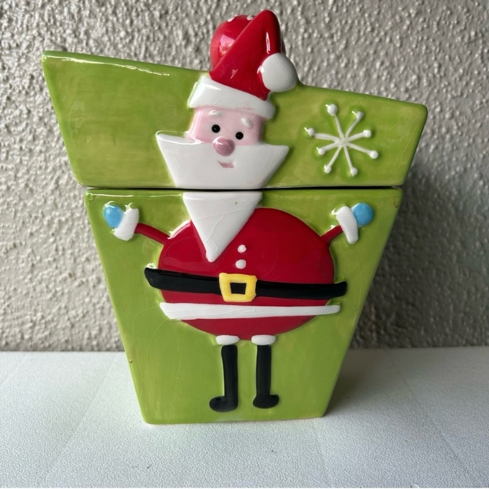 Santa Cookie Candy Jar Retro Style Sealed Lid Christmas Treats